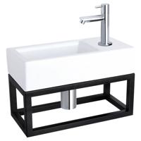 Differnz Differnz Ravo fonteinset keramiek - kraan recht - met handdoekrek chroom - thumbnail