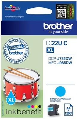 Brother Inktcartridge LC-22U C Origineel Cyaan LC-22 UC Brother Inktcartridge LC-22U C Origineel Cyaan LC-22 UC