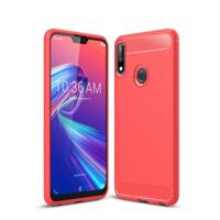 Geborsteld textuur koolstofvezel schokbestendige TPU Case voor ASUS Zenfone Max Pro(M2) (rood) - thumbnail