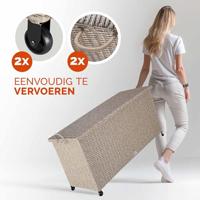 Polyrattan Kussenbox Creme 122x56x61cm met Wielen - thumbnail
