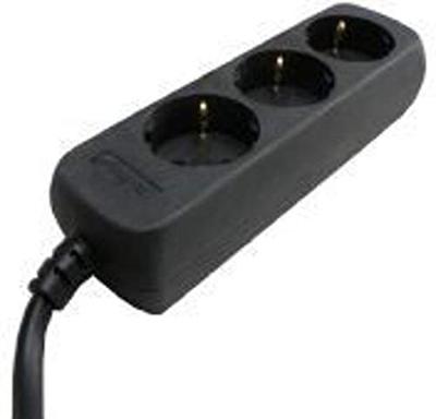 VB Stekkerdoos tcd 3V +RA 3.0 meter 3x1.5mm² Zwart