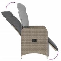 Tuinstoelen 2 st verstelbaar met tafel poly rattan grijs - thumbnail
