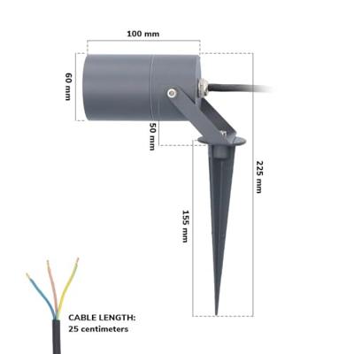 3x Spikey dimbare LED prikspot aluminium antraciet excl. GU10 spot IP65 waterdicht 3 jaar garantie