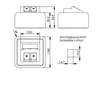 Telegärtner 100021382 Netwerkdoos Opbouw (op muur) Zonder connectoren Alpine-wit