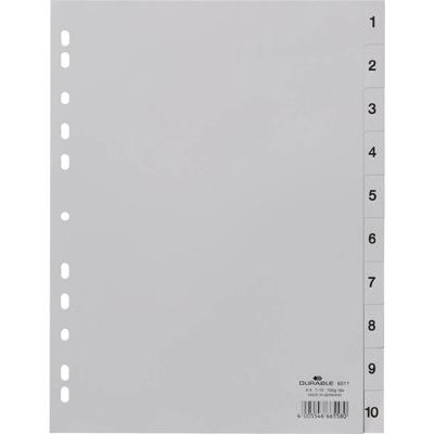 Durable 6511 Register DIN A4 1-10 Polypropyleen Grijs 10 tabbladen Bedrukte tabs 651110