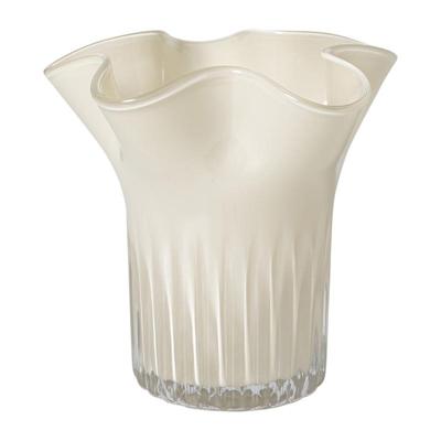 Vaas golf met ribbel - beige - ø19.5x19 cm Vaas golf met ribbel - beige - ø19.5x19 cm