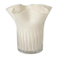 Vaas golf met ribbel - beige - ø19.5x19 cm - thumbnail