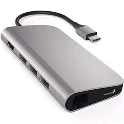 SATECHI Aluminium Multipoort Adapter 4K HDMI, USB-C Pass-Through, Gigabit Ethernet, SD/Micro Kaartlezers, USB 3.0 - Voor M2/ M1 Macbook Pro/Air, M2/ M1 iPad Pro/Air, M2 Mac Mini (Spacegrijs)