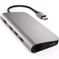 SATECHI Aluminium Multipoort Adapter 4K HDMI, USB-C Pass-Through, Gigabit Ethernet, SD/Micro Kaartlezers, USB 3.0 - Voor M2/ M1 Macbook Pro/Air, M2/ M1 iPad Pro/Air, M2 Mac Mini (Spacegrijs) - thumbnail