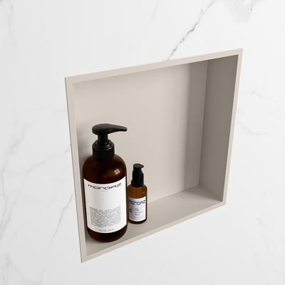 MONDIAZ EASY Nis 29,5x29,5cm in solid surface kleur Linen | Linen. 1 vak geschikt voor in- of opbouw MONDIAZ EASY Nis 29,5x29,5cm in solid surface kleur Linen | Linen. 1 vak geschikt voor in- of opbouw