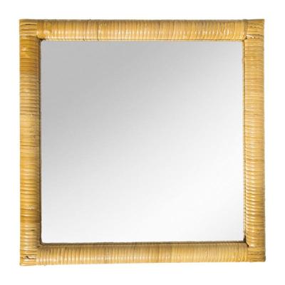 Spiegel rotan vierkant - bruin - 40.5x40.5 cm