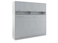 Opklapbed CONCEPTION 120x200 cm mat grijs (horizontaal) met opzetkast en matras - thumbnail