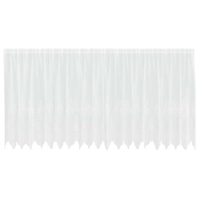 VidaXL Kantgordijn met gordijnen bloemen wit 160 x 500 cm polyester