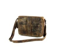 Hunter leren 2 vaks damestas schoudertas bruin - thumbnail