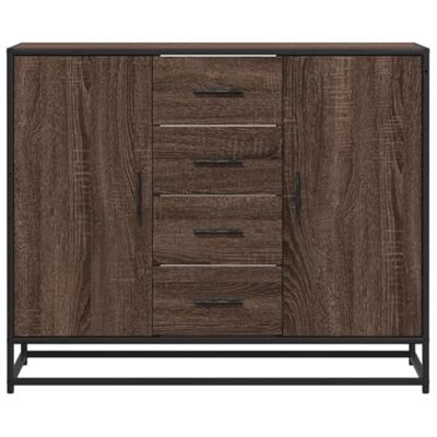 Dressoir 92x35x76 cm bewerkt hout bruin eikenkleurig