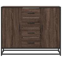 Dressoir 92x35x76 cm bewerkt hout bruin eikenkleurig - thumbnail