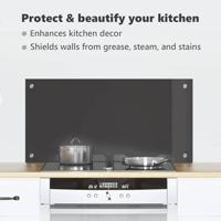 VidaXL Keuken spatscherm donkergrijs 80 x 40 cm gehard glas - thumbnail