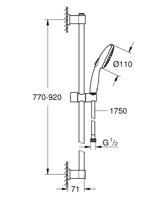Doucheset met 3-straals douchekop, 90cm staaf en flexibele slang - GROHE Vitalio Start 110 26956001 - Waterbesparend - Chroom - thumbnail