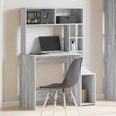 Bureau met schappen 100x45x140 cm bewerkt hout grijs sonoma Bureau met schappen 100x45x140 cm bewerkt hout grijs sonoma