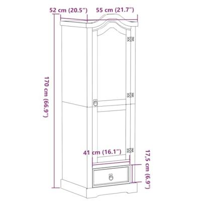 Kledingkast Corona 55x52x170 cm massief grenenhout