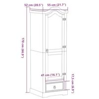 Kledingkast Corona 55x52x170 cm massief grenenhout - thumbnail