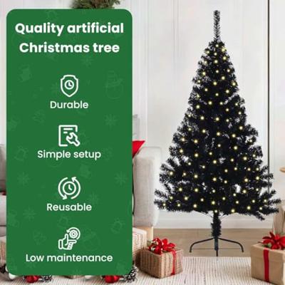 VidaXL Kunstmatig voorverlicht kerstboom met 150 led zwart 150 cm pvc
