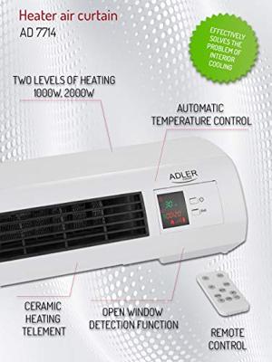 Adler AD 7714 electrische verwarming Binnen Zwart, Wit 2200 W Ventilator elektrisch verwarmingstoestel