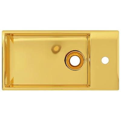 VidaXL Wastafel met overloop 49x25x15 cm keramiek goudkleurig