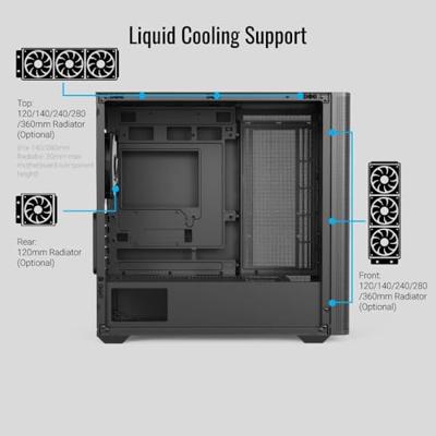 Aerocool b301a mini tower behuizing (zwart | 1x usb-a | 1x usb-c | rgb)