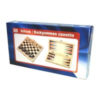Houten Schaak-Backgammon Klapcassette - thumbnail