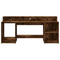 Bureau met LED-verlichting 200x55x91 cm hout gerookt eikenkleur - thumbnail