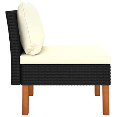 VidaXL Middenbank poly rattan en massief eucalyptushout
