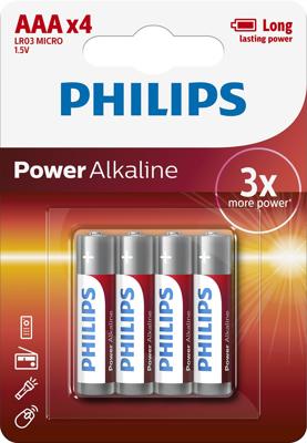 Philips Power LR03 AAA batterij (potlood) Alkaline 1.5 V 4 stuk(s)
