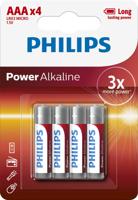 Philips Power LR03 AAA batterij (potlood) Alkaline 1.5 V 4 stuk(s) - thumbnail
