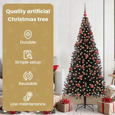 VidaXL Kerstboom met 300 led met standaard zwart 180 cm pvc VidaXL Kerstboom met 300 led met standaard zwart 180 cm pvc