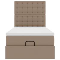 ottomaanse bed met matras 100x200cm kunstleer cappuccinokleurig - thumbnail