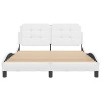 Bedframe met hoofdbord kunstleer wit 140x190 cm - thumbnail