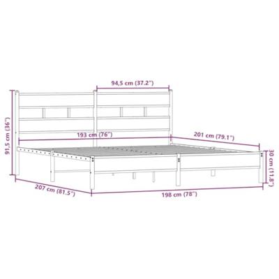 Bedframe zonder matras metaal gerookt eikenkleurig 193x203 cm