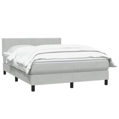 Boxspring met matras fluweel lichtgrijs 140x210 cm