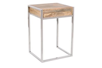 Set van 2 tafels Home ESPRIT Bruin Zilverkleurig Natuurlijk Staal Mangohout 45,5 x 41 x 66,5 cm