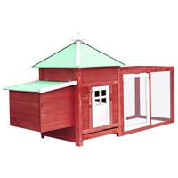 VidaXL Kippenhok met nestkast 190x72x102 massief vurenhout rood - thumbnail