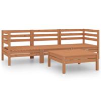 4-delige Loungeset massief grenenhout honingbruin - thumbnail