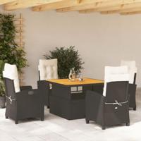 5-delige Tuinset met kussens poly rattan zwart - thumbnail