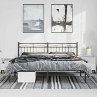 Bedframe met hoofdbord metaal zwart 183x213 cm - thumbnail