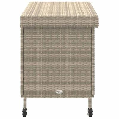Tuinbox met wielen 110x55x73 cm poly rattan lichtgrijs