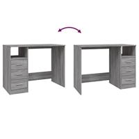 Bureau met lades 102x50x76 cm bewerkt hout grijs sonoma eiken - thumbnail