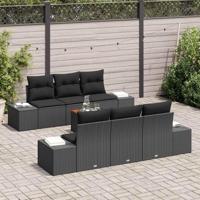 Tuinbankenset met opslag 7 pcs Zwart poly rattan - thumbnail
