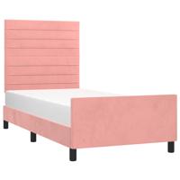 Bedframe met hoofdeinde fluweel roze 100x200 cm - thumbnail