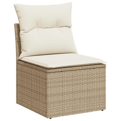 4-delige Loungeset met kussens poly rattan beige - thumbnail