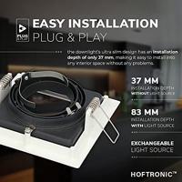 Durham LED inbouwspot vierkant - 4 Watt 345 lumen - 2700k warm wit - GU10 - Dimbaar Kantelbaar - Voor binnen - Wit - thumbnail